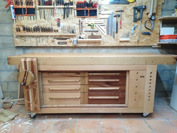 Établi en hêtre chêne et sapeli