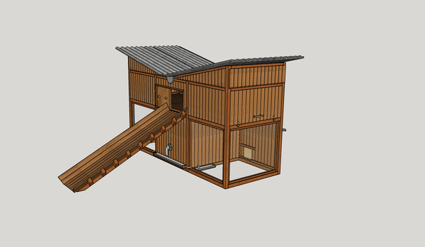 Poulailler avec récupértateur d'eau intégré