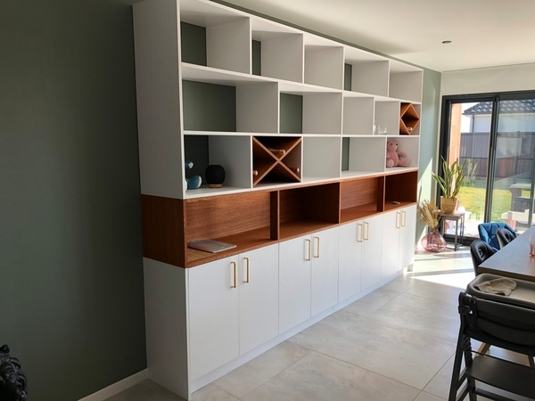 Bibliothèque chêne et melaminé blanc