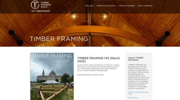 Publications de la timber framers guilde