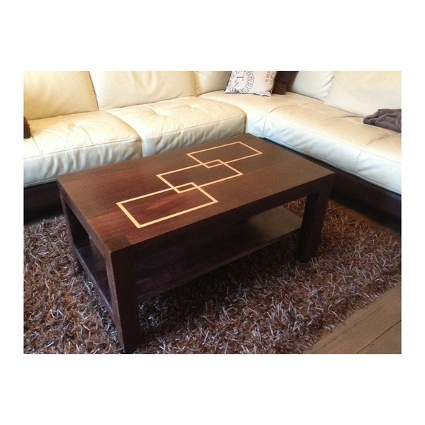 Table basse en wengé et chêne