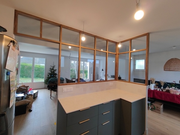 Verrière d'angle en chêne