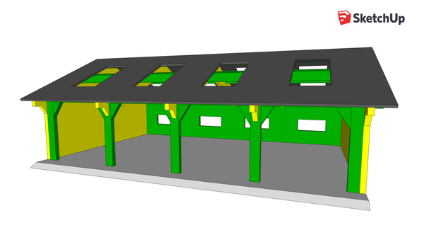 Hangar miniature pour matériel agricole (1:50)