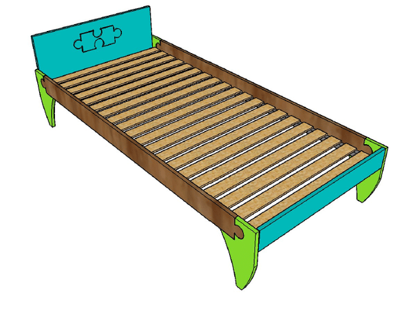 Lit simple enfant avec assemblages puzzle