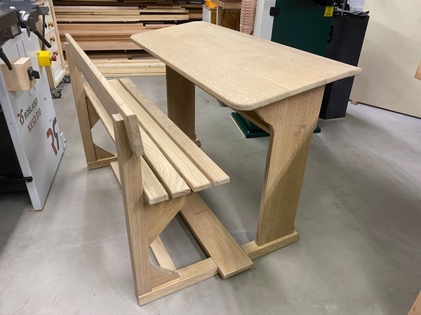 Banc d'écolier en chêne massif