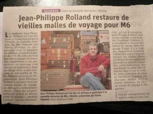 Notre collègue Jean Philippe...article des Dernières Nouvelles d' Alsace de ce dimanche!