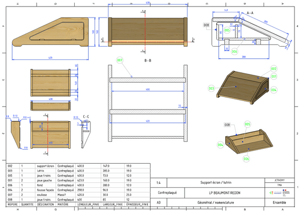 Support écran PC / lutrin