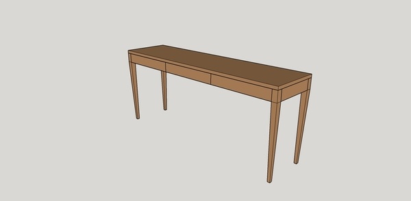 Console trois tiroirs en hêtre.