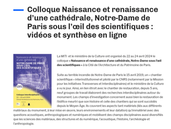 Colloque Notre-Dame Naissance et renaissance d’une cathédrale : Présentation épure et autres