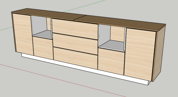 Meuble bas blanc et bois