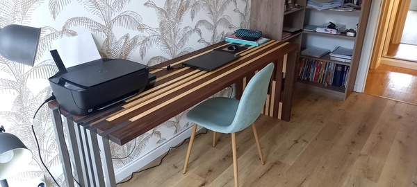 Bureau Bois + piétement métal