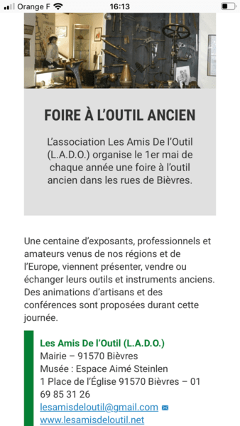 Foire au outils anciens de Bievres 91570