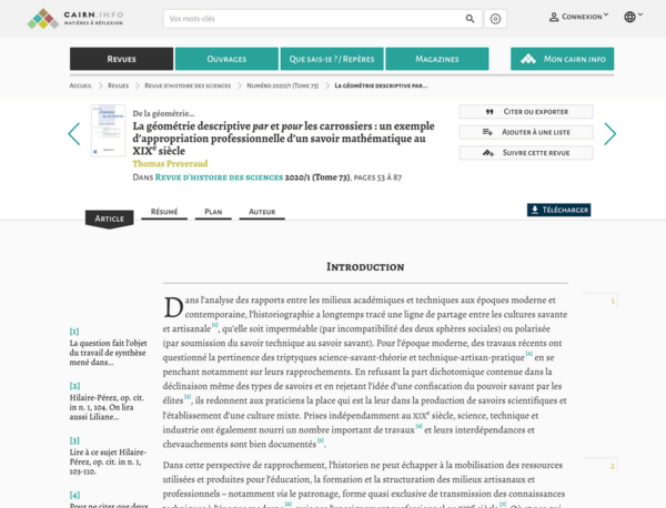 Histoire de la géométrie descriptive chez les carrossiers entre le 17 et 19eme.