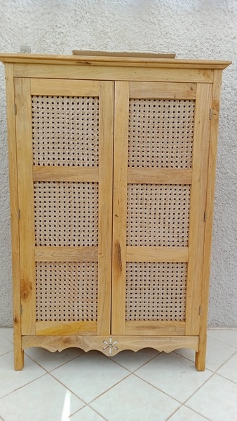 Armoire en Badamier + cannage pandanus