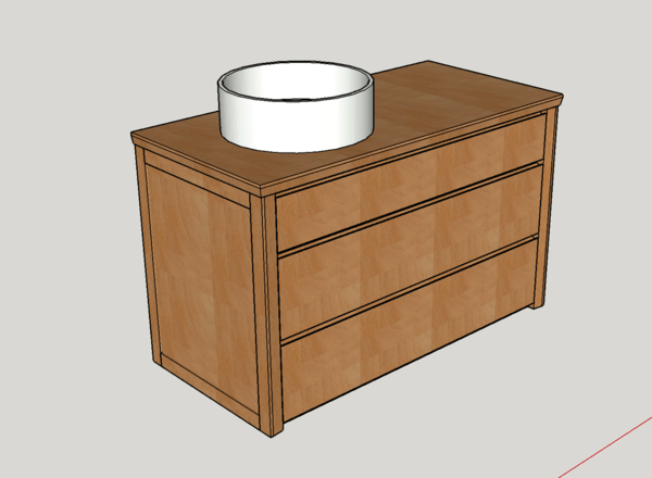 Meuble SDB vasque merisier