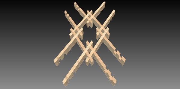 Plan kumiko modèle hishi izutsu-tsunagi