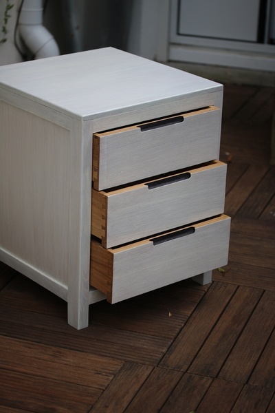 Bureau et caisson à tiroirs en chêne