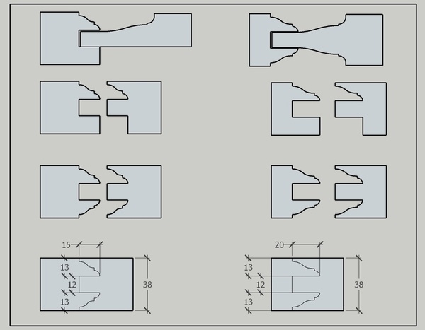 Profils et Contre-profils ebenisterie 2D