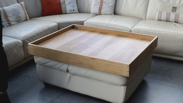 Un grand plateau en chêne comme table basse!
