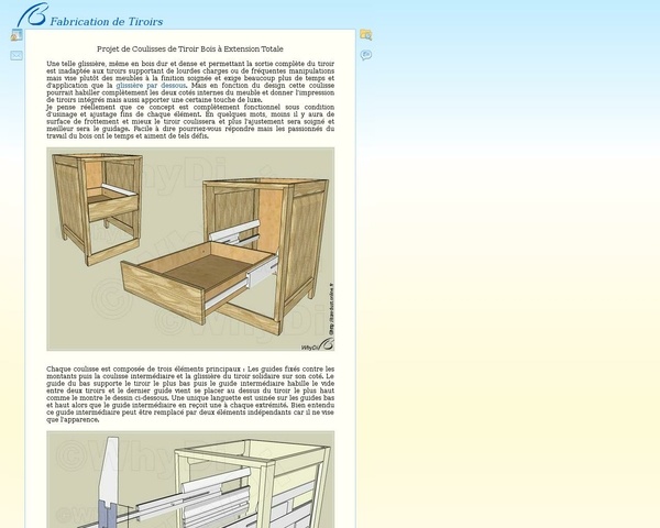 Coulisse de tiroir en bois à extension totale