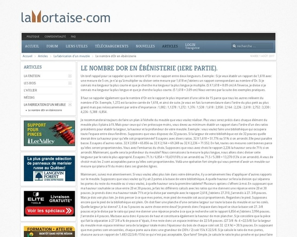 Le Nombre d'Or en ébénisterie