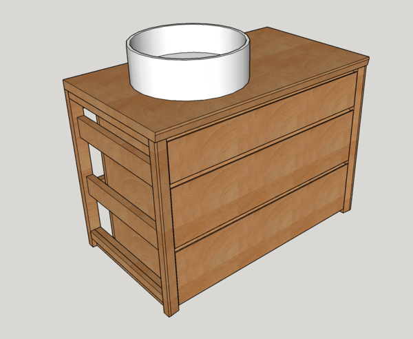 Plan meuble de salle de bain en frêne