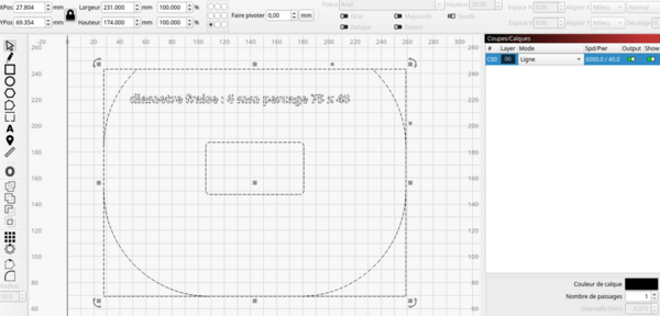 Gabarit Paramétrique Défonceuse Bosch POF1400 Pour gravure laser