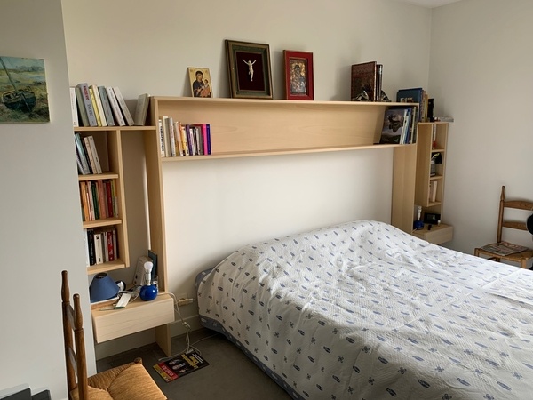 Tête de lit en latté plaqué hêtre