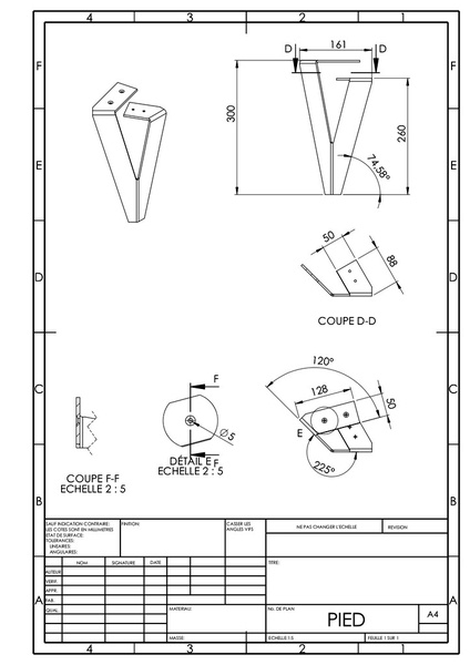 Pieds table basse "Tranche de Noyer"