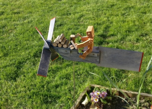Whirligig - Moulin à vent fendeur de bûches - chutes et récup'