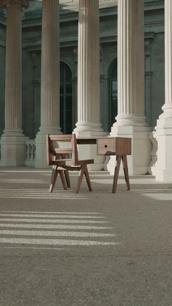 Chaise et bureau inspiré de Pierre Jeanneret et de Detjer