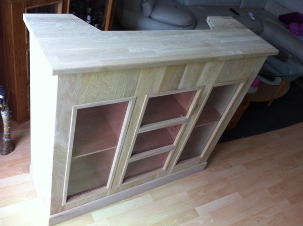 Bar vitrine en chêne massif