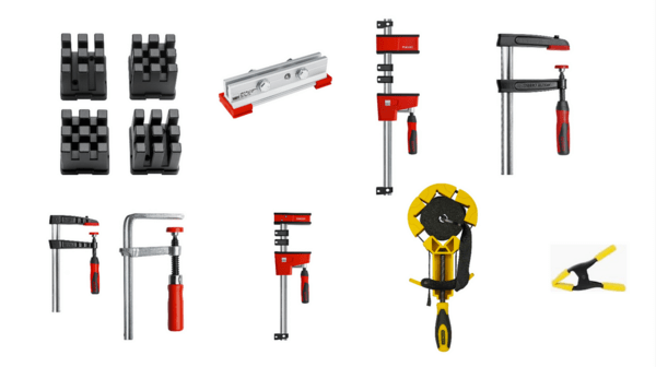 Parc complet de serre-joints Bessey (+20 presses) + meuble de rangement mobile sur mesure