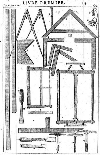 La première liste exhaustive d'outils (un peu avant Roubo)