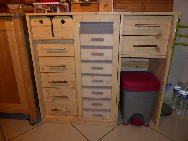 Meuble de cuisine avec tiroirs et clayettes