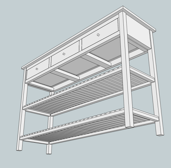 Console trois tiroirs