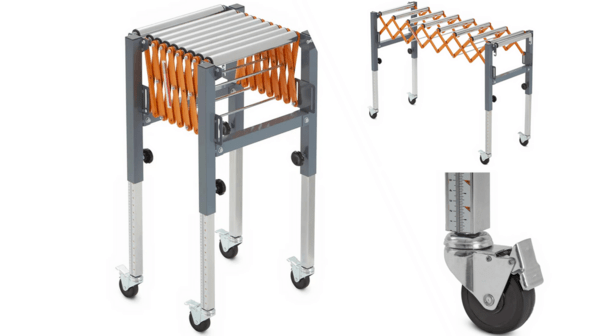 2 convoyeurs à rouleaux extensibles Bora PM-2700 — manutention, chargement, sortie de machine