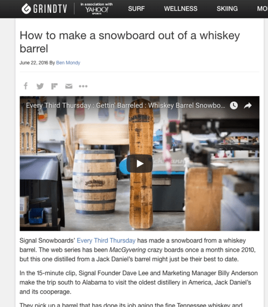 Un snowboard fait à partir d'un tonneau de whiskey!