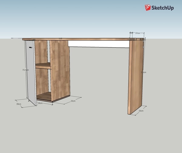 Bureau chene et tilleul massif