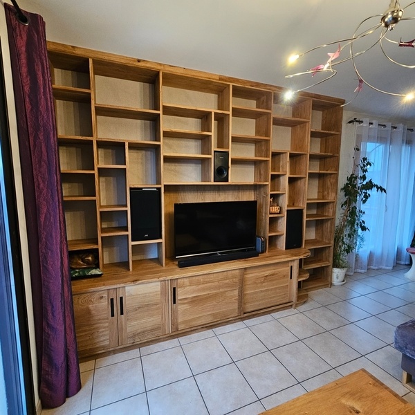 Meuble TV Bibliothèque en chêne