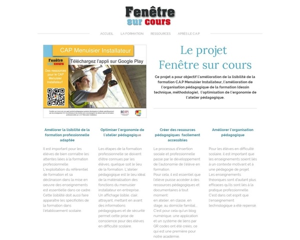 Fenêtre sur cours : site d'amélioration de la lisibilité de la formation CAP Menuisier Installateur.