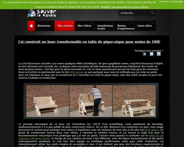 Banc transformable en table