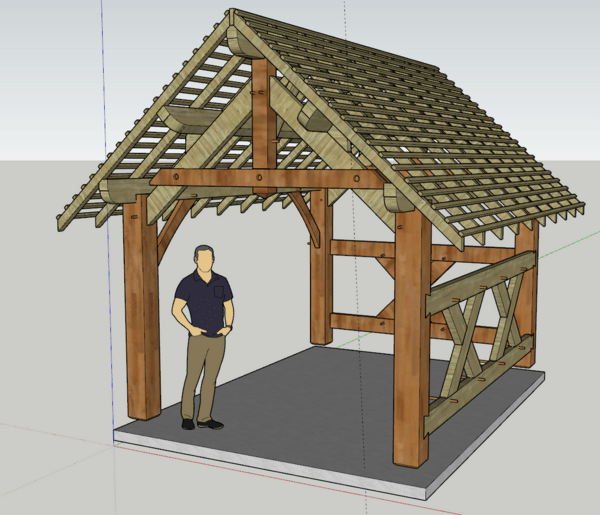 Abri en charpente traditionnelle