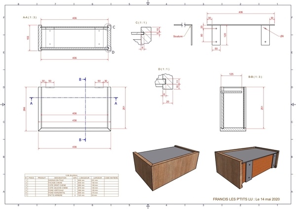 Table de nuit suspendu