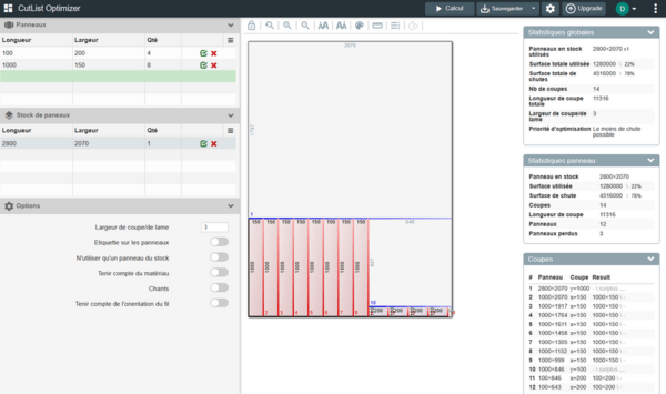 CutList Optimizer : un site permettant d'optimiser ses débits de panneaux