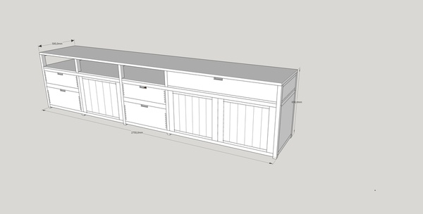 Plan meuble TV Frêne Blanc