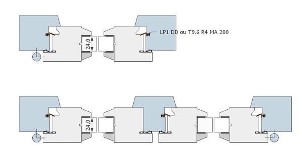 Portes et fenêtres en 58 et 68mm - plan sur règle