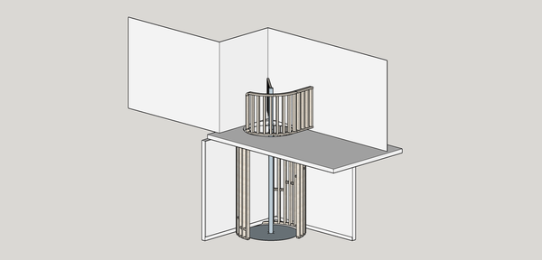 Garde-corps en frêne pour escalier en colimaçon