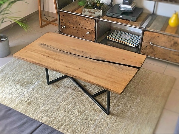 Table basse épicéa / époxy