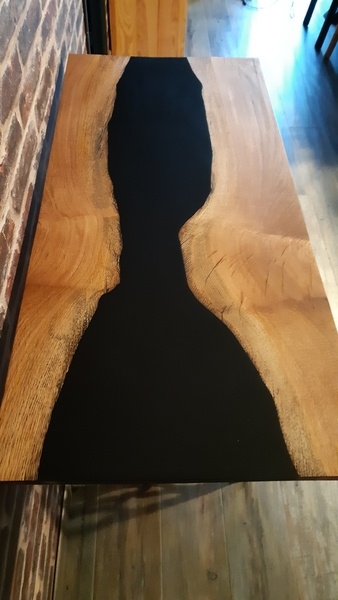 Console vintage Chene et resine epoxy